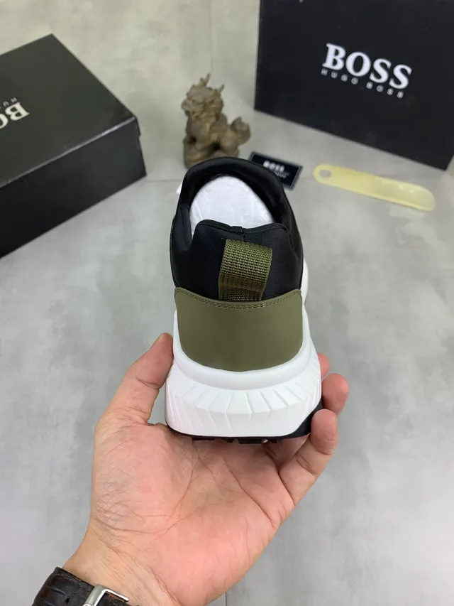 Hugo Boss Black Army Green Slip-On Elastic Collar Lifestyle Sneakers