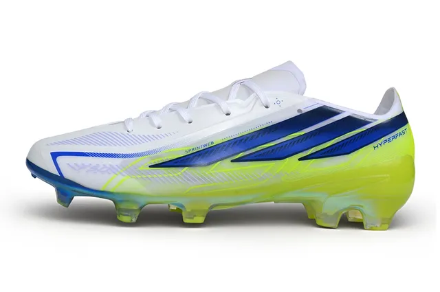 Adidas Hyperfast Yellow Blue Low-Cut Synthetic Upper Asymmetrical Lacing Firm-Ground Soccer Shoes