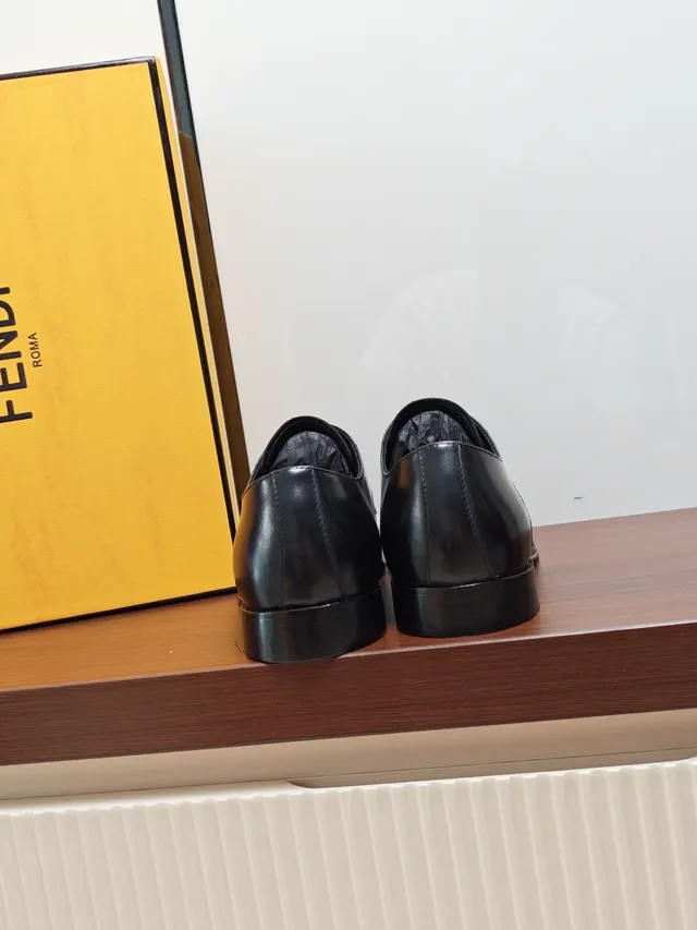 Fendi FF Monogram Embossed Oxford Black Leather Oxford Shoes