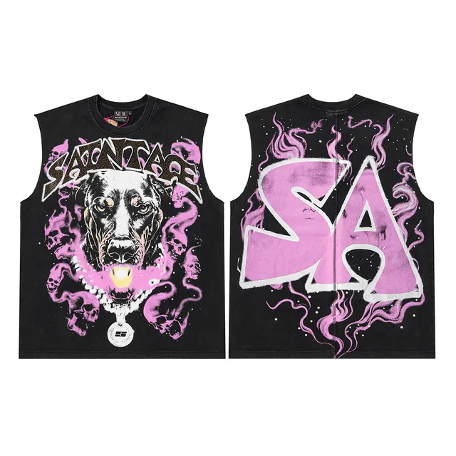 Stussy Santage Graphic Pink Smoke Vest Top