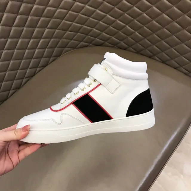 Salvatore Ferragamo Gancini White Red High-Top Ankle Strap Lifestyle Sneakers