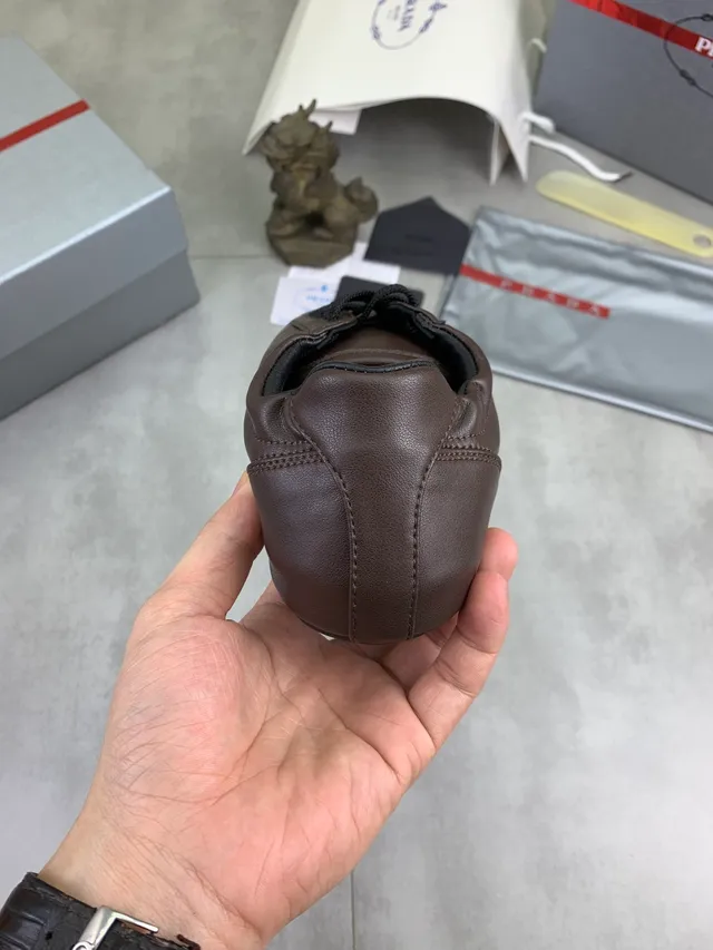 Prada Brown Leather Lace-Up Casual Shoe