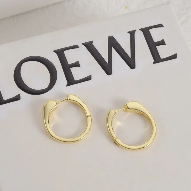Loewe Silver Gold Minimalist Hinged Hoop Earrings