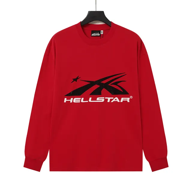 Hellstar Graphic-Print Red Long-Sleeve Crewneck Sweater