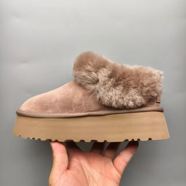 UGG Brown Shearling-Cuffed Suede Upper Snow Boots