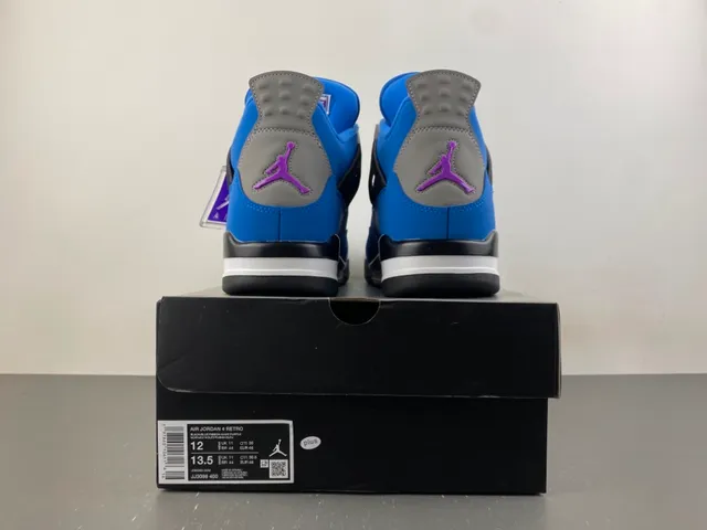 Air Jordan 4 Bright Blue Black Gray Basketball Shoes