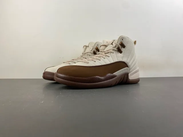 Air Jordan 12 Off-White and Brown Leather Basketball Shoes