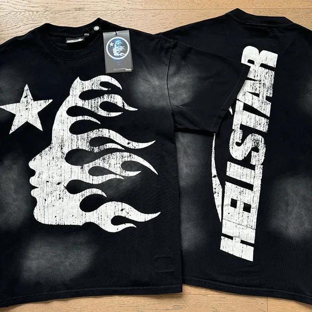 Hellstar Flame Profile Distressed Print Oversized T-Shirt