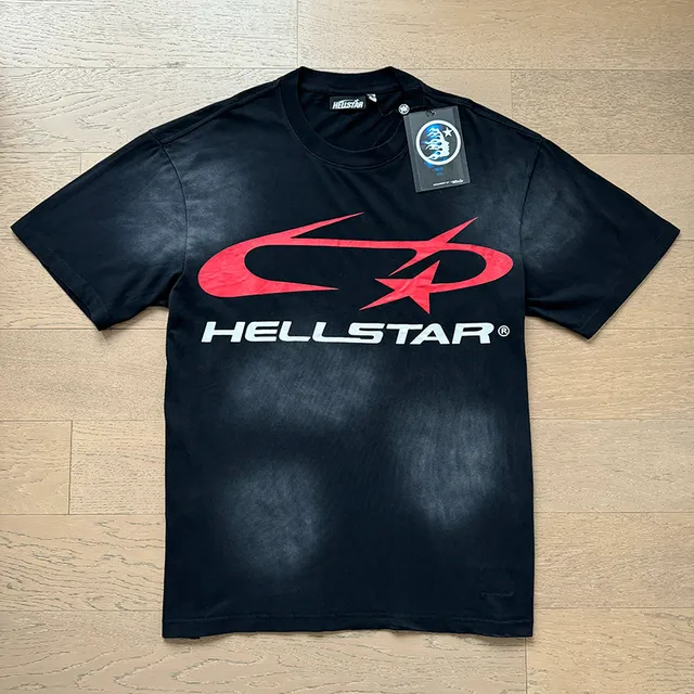 Hellstar Graphic-Print Black Red White Crewneck T-Shirt and Shorts Casual Set