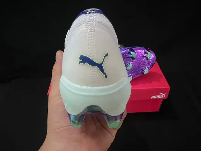 Puma Nitro Purple White Low-Cut Knit Upper Gradient Firm-Ground Soccer Shoes