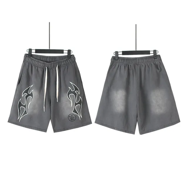 Tribal Flame Graphic Drawstring Shorts