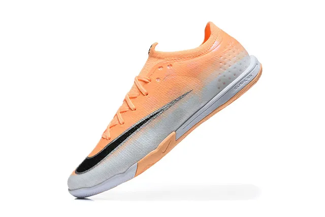 Nike Mercurial Orange Silver Knit Upper Gradient Colorway Indoor Soccer Shoes