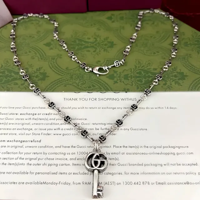 Gucci Key Interlocking G Silver-Toned Necklace