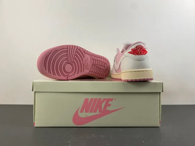 Nike Pink Beige Low-Top Layered Leather Lifestyle Sneakers