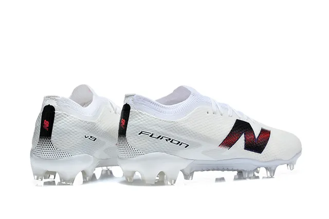 New Balance Furon White Black Low-Cut Knit-Mesh Upper Firm-Ground Soccer Shoes