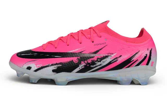 Nike Pink Black Flyknit Upper Iridescent Translucent Sole Firm-Ground Soccer Shoes
