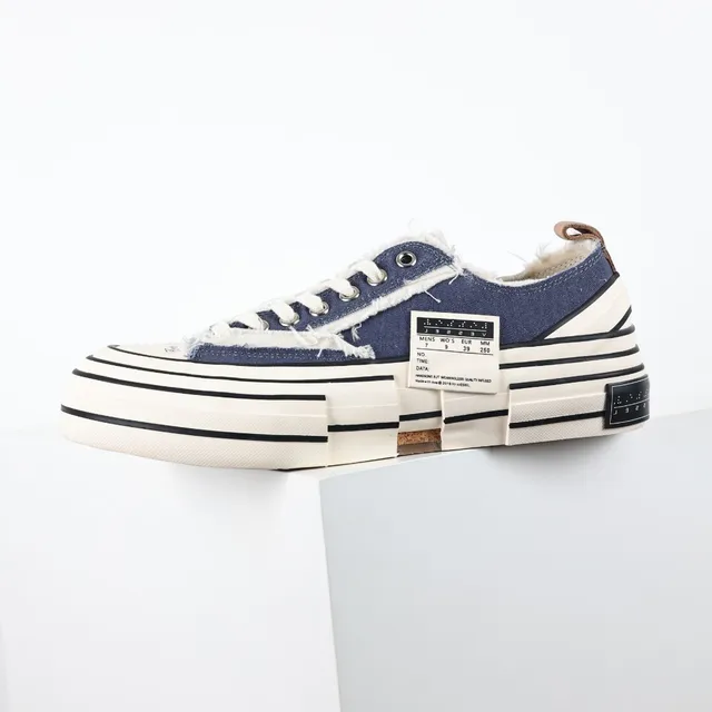 Converse Navy Beige Deconstructed Canvas Frayed Edge Detailing Lifestyle Sneakers