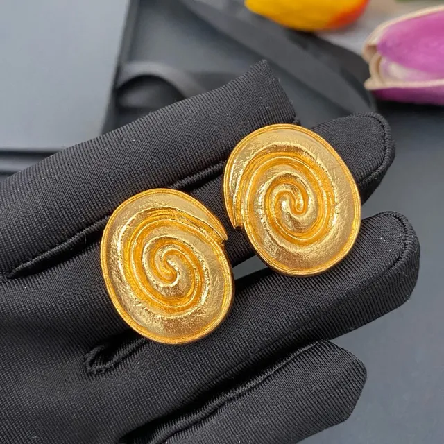 Saint Laurent Spiral Gold Clip-On Earrings