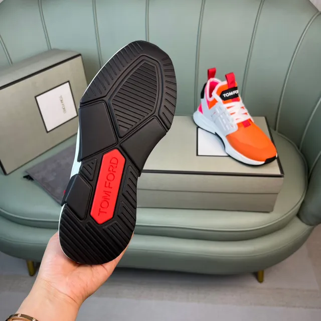 Tom Ford Orange Red Mesh Upper Sculpted White Midsole Lifestyle Sneakers
