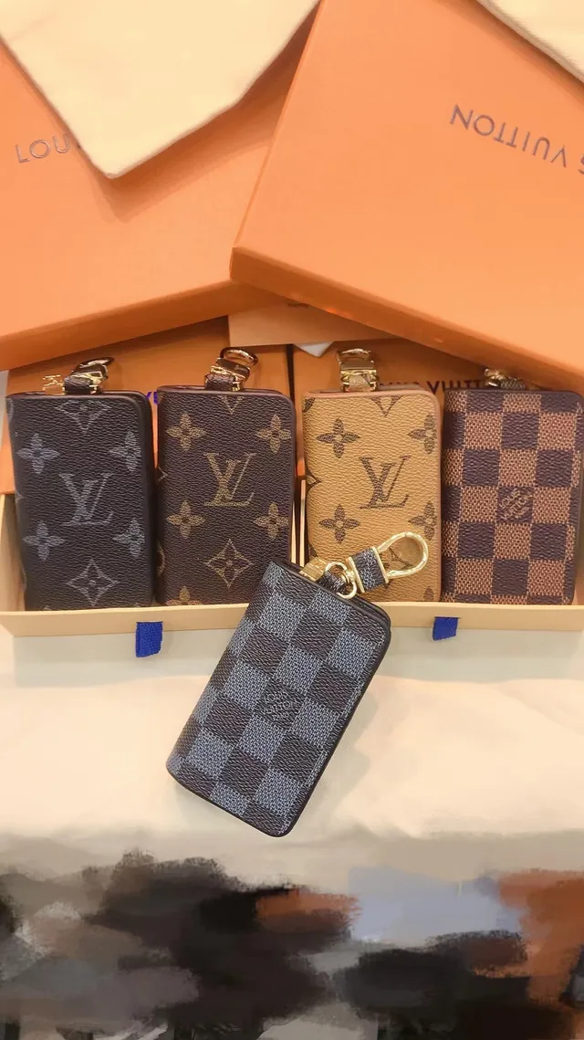 Louis Vuitton Key Holder Brown Beige Monogram Canvas Gold-Tone Hardware Wallet