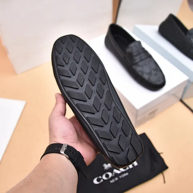 Coach Black Gray Penny Signature C-Print Canvas Loafer
