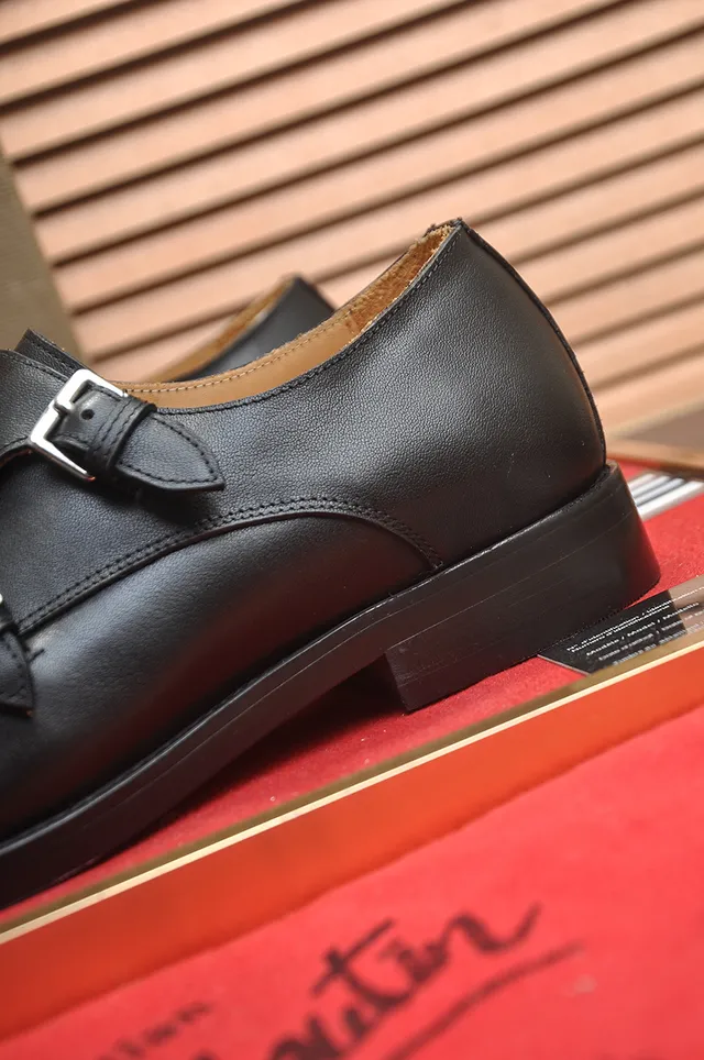 Christian Louboutin Double Monk Strap Black Red Cap Toe Monk Shoes