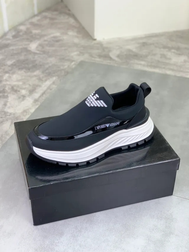 Giorgio Armani Slip-On Sneaker Black White Lifestyle Sneakers