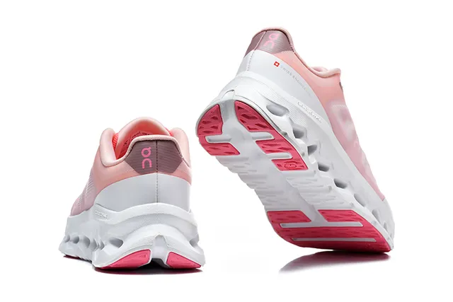 On Black White Engineered Mesh Upper Open Hexagonal CloudTec Pods Running Shoes