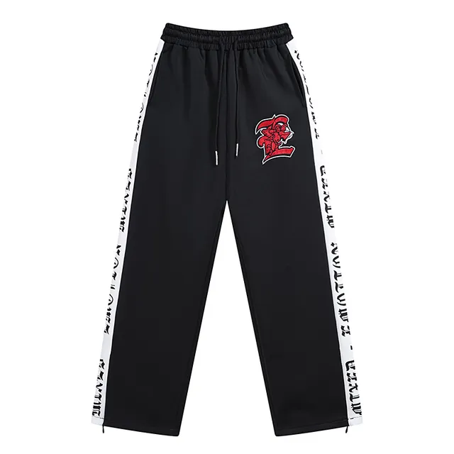 Black Side-Stripe Embroidered Logo Sweatpants