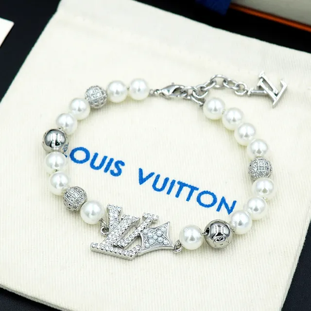 Louis Vuitton Pearl and Pavé LV Monogram Crown Bracelet