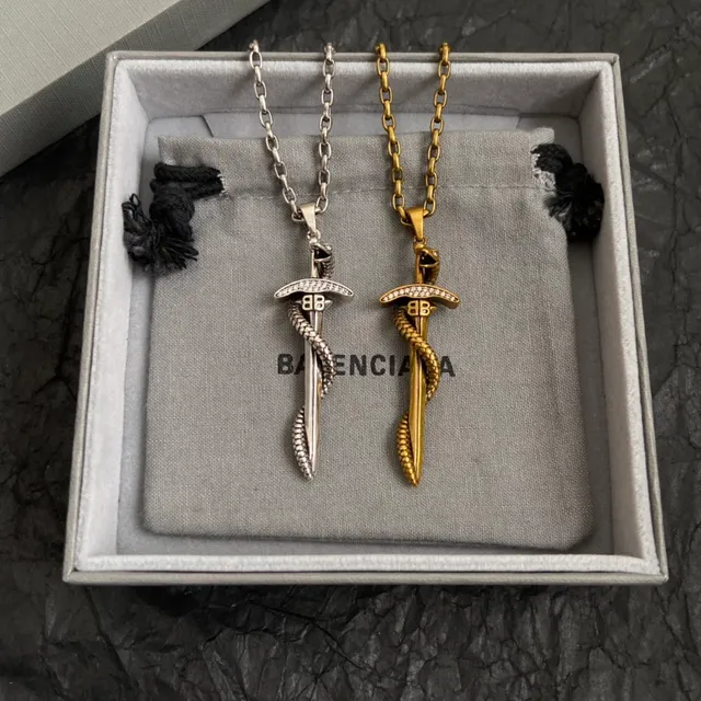 Balenciaga Sword and Serpent Pendant Necklace