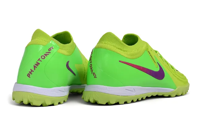 Nike Green Purple Low-Cut Knit Collar Synthetic Forefoot Cage Artificial-Grass Soccer Shoes
