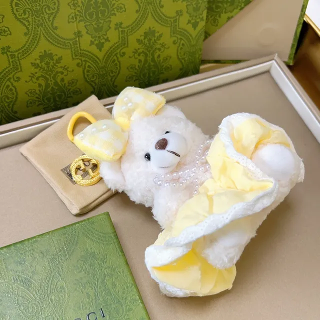 Gucci Yellow White Plush Teddy Bear Ruffled Dress