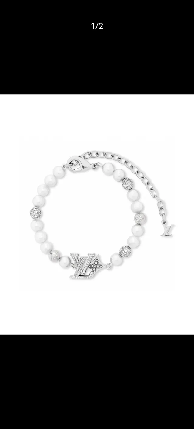Louis Vuitton Pearl and Pavé LV Monogram Crown Bracelet