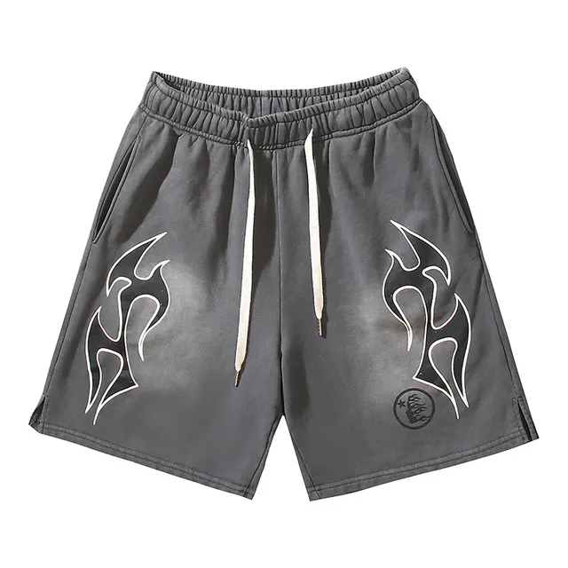 Tribal Flame Graphic Drawstring Shorts