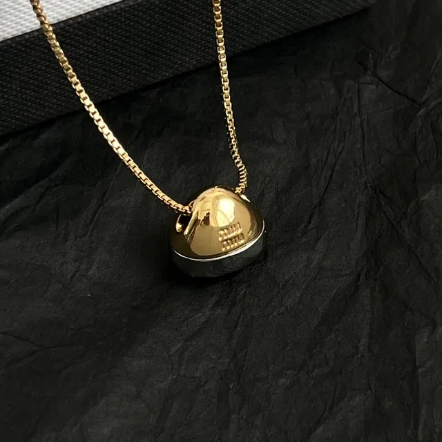 Miu Miu Gold-Tone Hemispherical Pendant Necklace