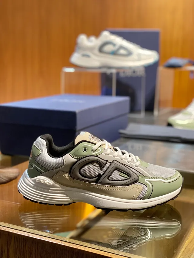 Dior B30 Sage Green and Beige Lifestyle Sneakers