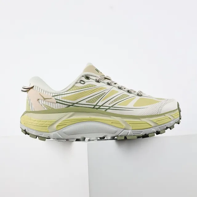 Hoka Mafate Speed Off-White and Pale Yellow Trail Running Shoes