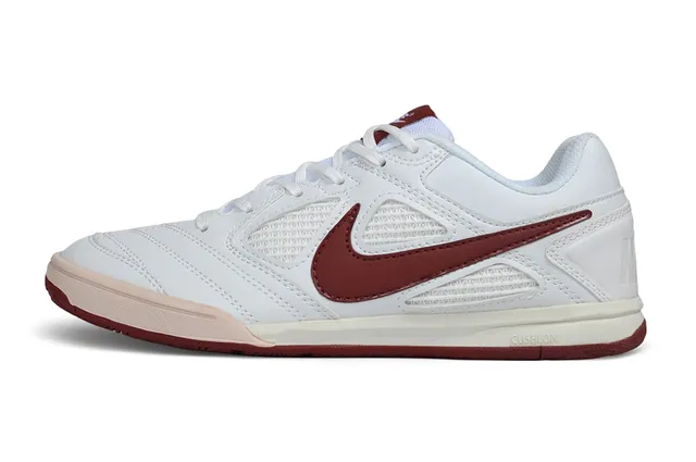 Nike Tiempo Indoor White and Burgundy Indoor Soccer Shoes