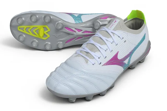 Mizuno White Gray Low-Cut Knit-Synthetic Upper Wave-Patterned Side Logo Firm-Ground Soccer Shoes
