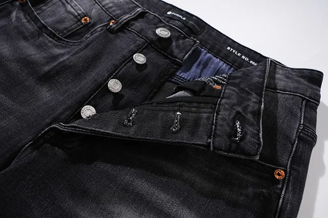 Purple Brand Distressed Black Wash Slim-Fit Jeans