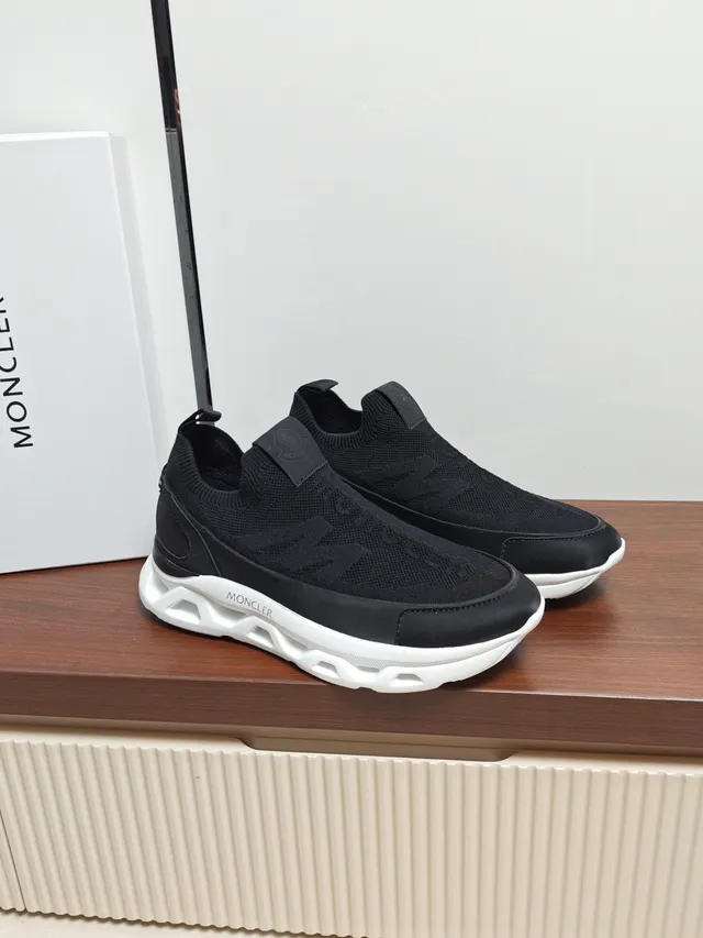 Moncler Black Slip-On Knit Sneaker