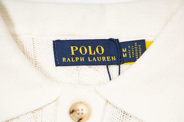 Polo Ralph Lauren Beige Navy Cable-Knit Sleeveless Polo Shirt