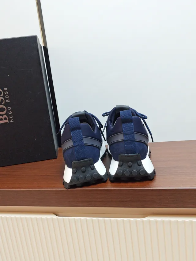 Hugo Boss Navy Blue Suede and Synthetic Lifestyle Sneaker