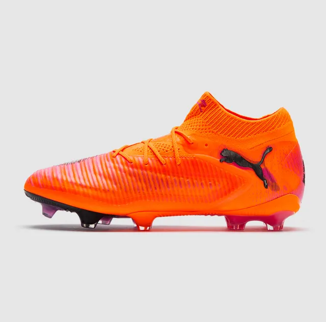 Puma Future Z Orange Purple Knit Upper High-Cut Sock Collar Firm-Ground Soccer Shoes