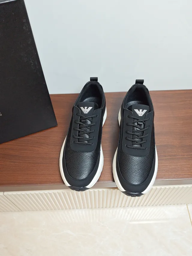 Emporio Armani Black Textured Upper White Midsole Lifestyle Sneaker