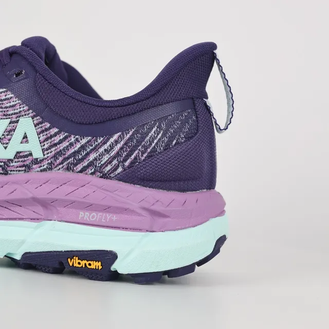 Hoka Clifton Purple Pink Knit Upper Rocker Sole Running Shoes