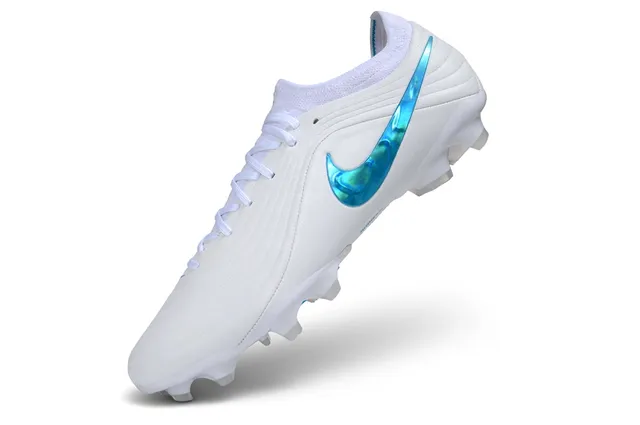 Nike Phantom GT White and Cyan Iridescent Firm-Ground Soccer Shoes