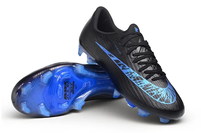 Nike Black Blue Flyweave Upper Translucent Soleplate Firm-Ground Soccer Shoes