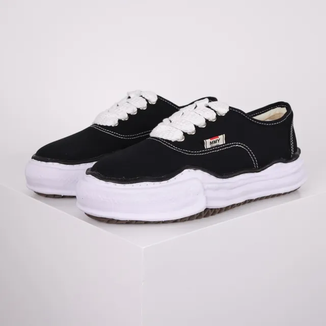 MMY Black White Canvas Upper Thick Wavy Midsole Sneakers